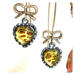Betsy Johnson bows and hearts earrings
